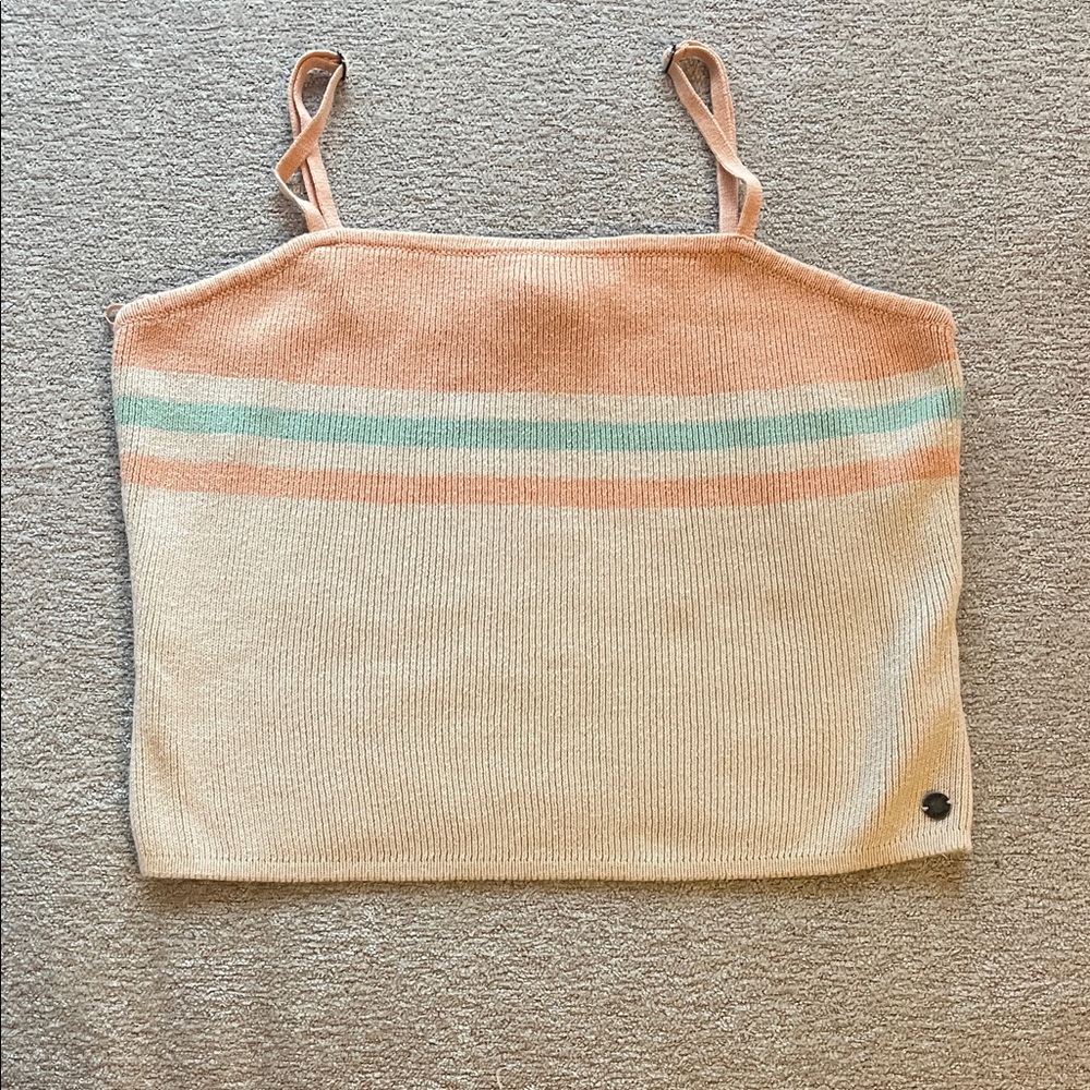 Roxy Cream Striped Knitted Tank Top